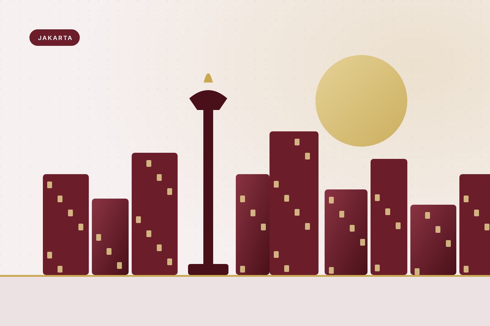 Illustration of the Jakarta skyline with the National Monument